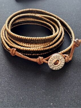 Victoria Emerson Luu Wrap Leather Beaded  Bracelet Silver Toggle